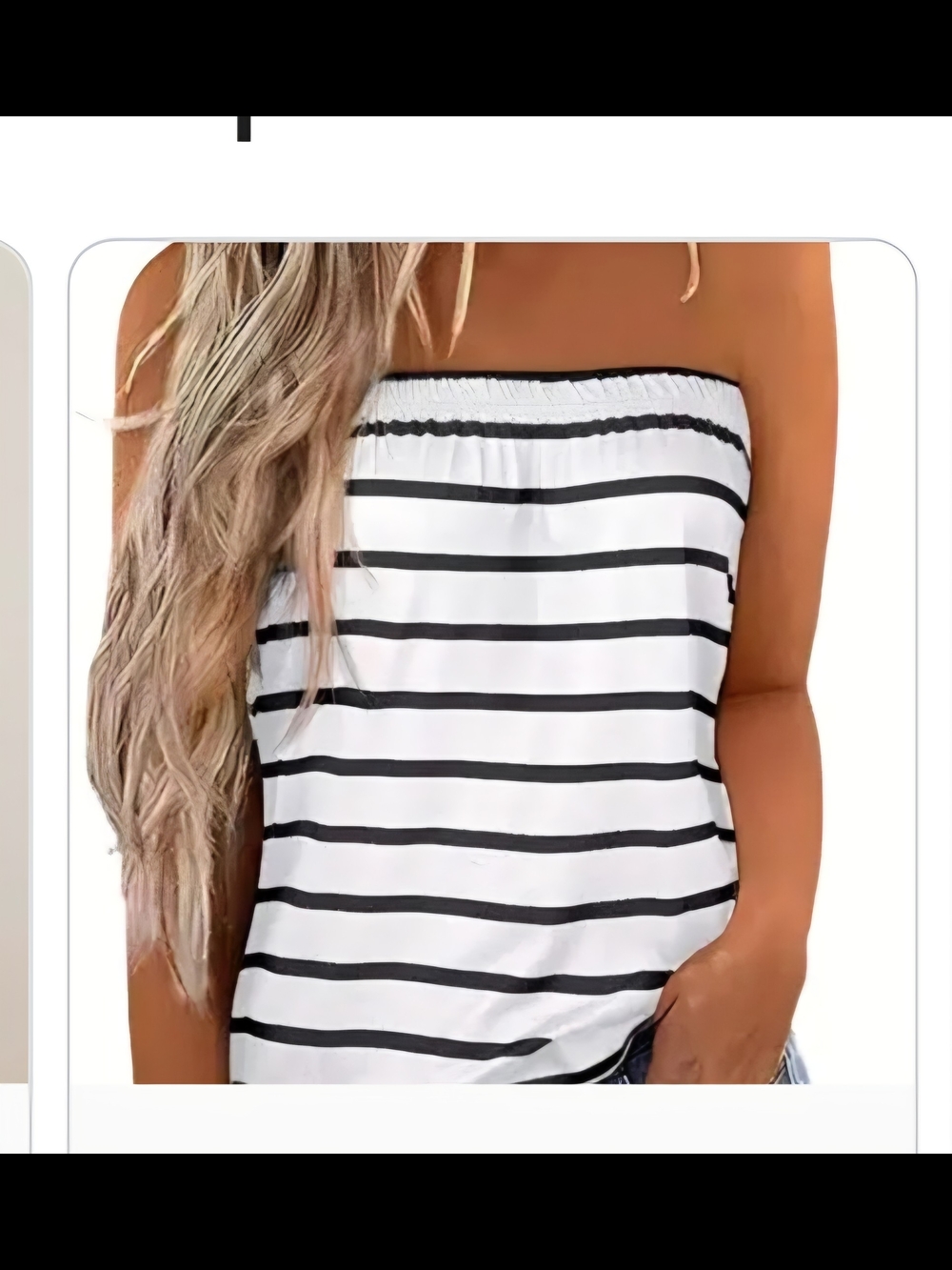Strapless Navy Blue & White Striped Tube Top/Bandeau